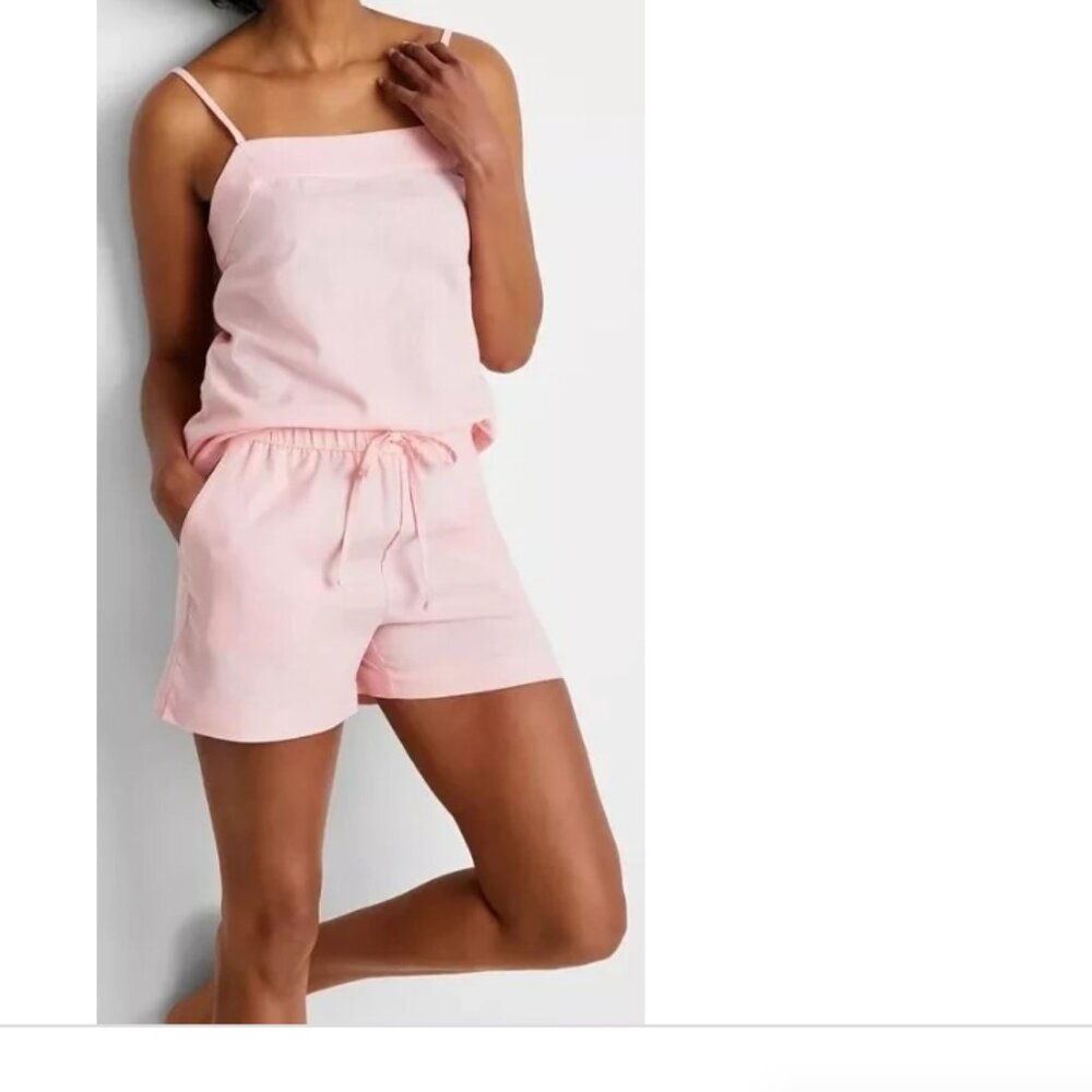 State of Day Women 2 Pc. Linen Pajamas Set Satin Pink Size XL 10481